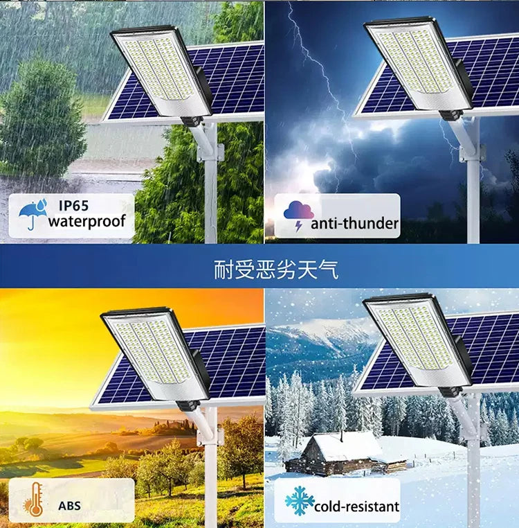 Led Outdoor Solar Street Lamps With Remote Control Energy Saving Ip65 Waterproof 30000mah Waterproof Automatic Dusk To Daw