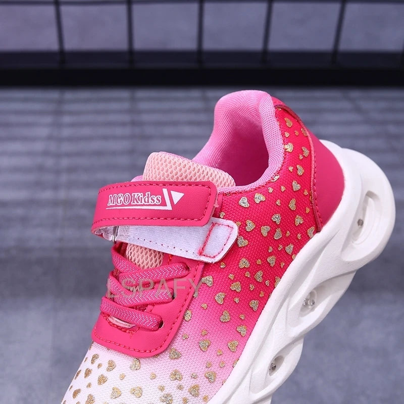 Kpop Demon Hunter LED Light Up Shoes 2026 Spring Autumn Mesh Soft Sole Cartoon Sneakers for Baby Girls Toddlers