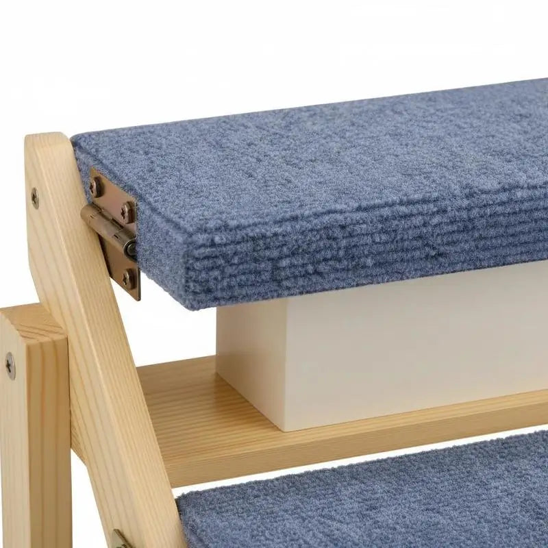 I YAN wood 2-step pet stairs for small to large dogs and cats, foldable, sturdy, and stable with 110lbs load capacity.