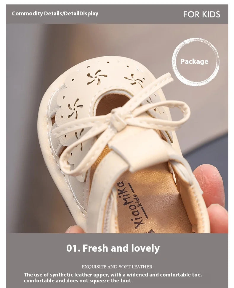 Baby Walking Shoes Package Head Call Sandals Soft Bottom Non-slip Hollow Breathable Casual Shoes 0-2 Years Old Princess Shoes