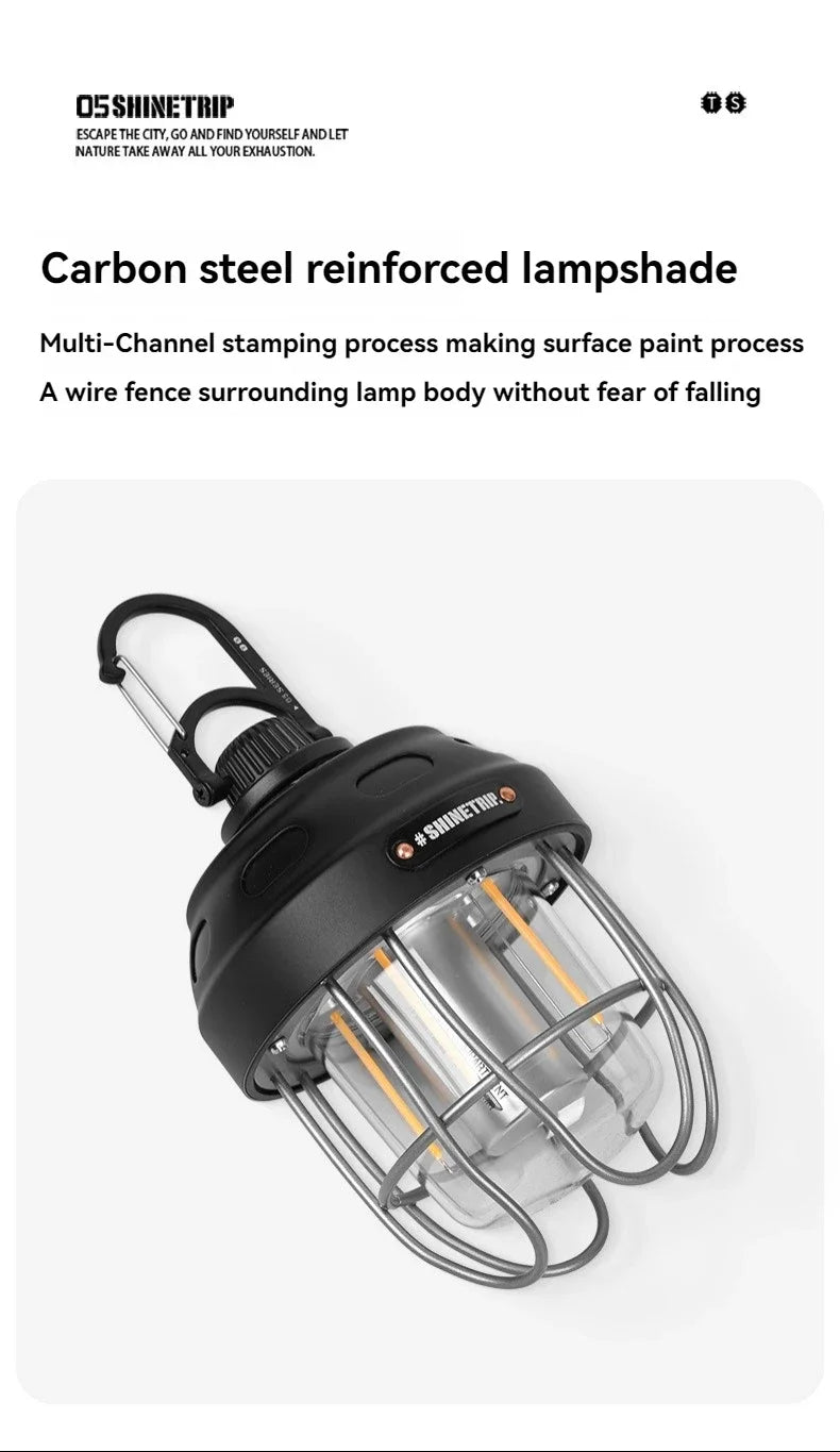 Outdoor vintage pendant light by I YAN, portable rechargeable camping lantern with long-lasting ambient illumination for tents.