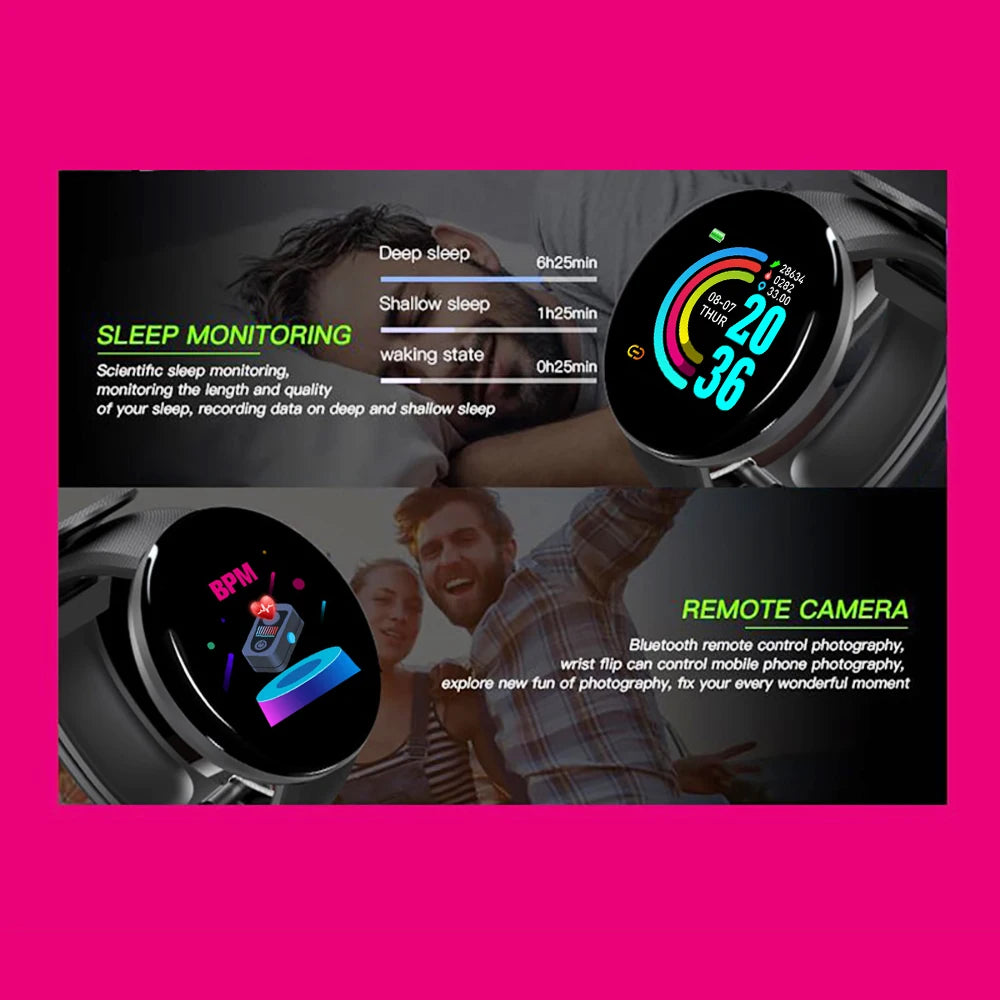 New Smart Watch Men Women Smart Bracelet LED D18 Smartwatch Waterproof Smart Touch Screen Bracelet reloj Inteligente 2022 hombre