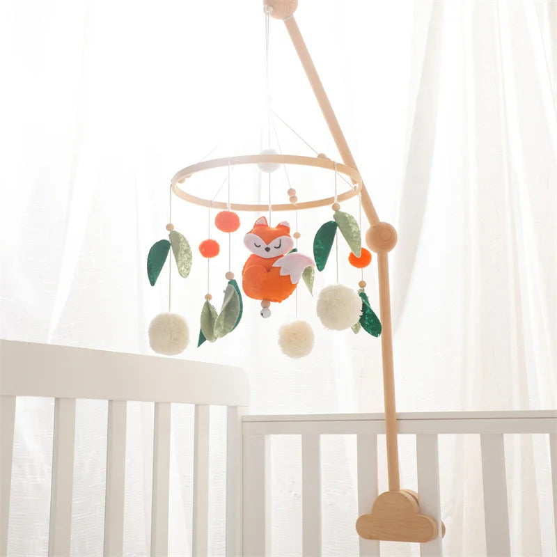 Hot Air Balloon Wooden Baby Crib Mobile – Musical Bed Bell & Rattles for Newborns 0–12M - I YAN