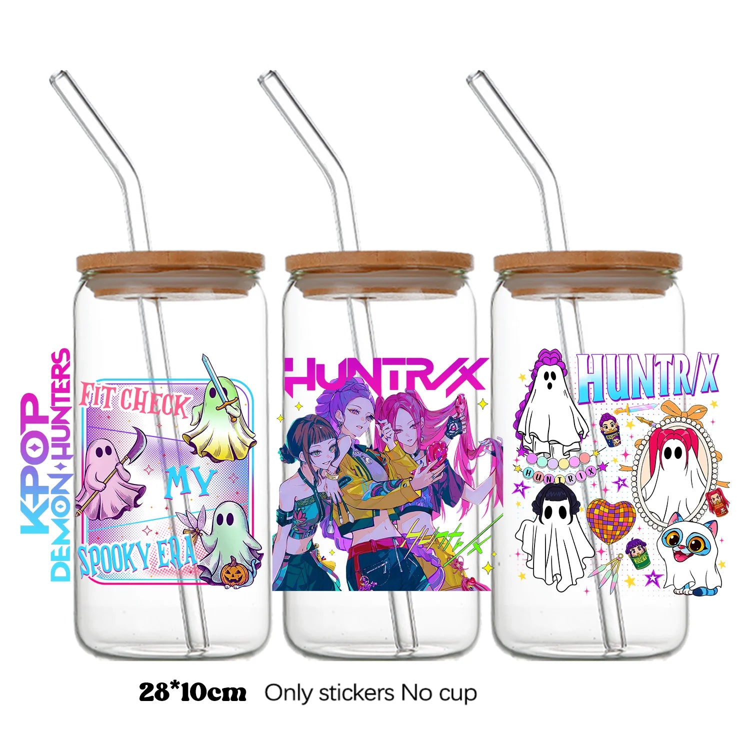 Demon Hunters UV DTF crystal sticker by I YAN, 10x28cm bottle and cup wrap decal with detailed demon hunter design