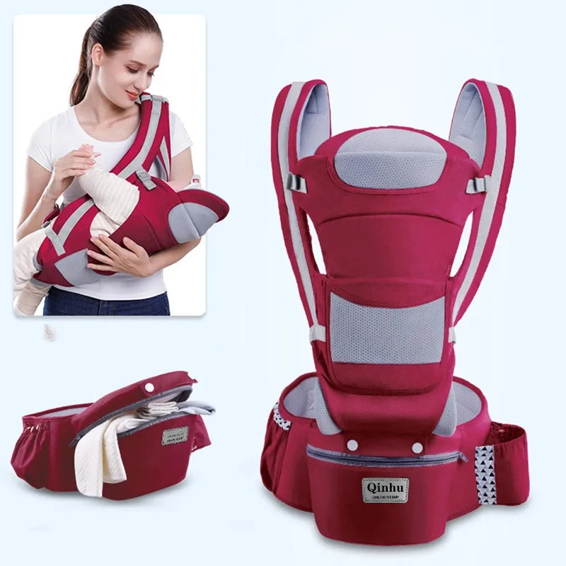 Newborn Ergonomic Baby Carrier Backpack with Hip Seat – Front Facing Kangaroo Wrap for Travel - I YAN