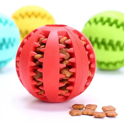 Dog treat dispensing toy by I YAN, a leaking food ball for teething, puzzle play, and reducing boredom in dogs.
