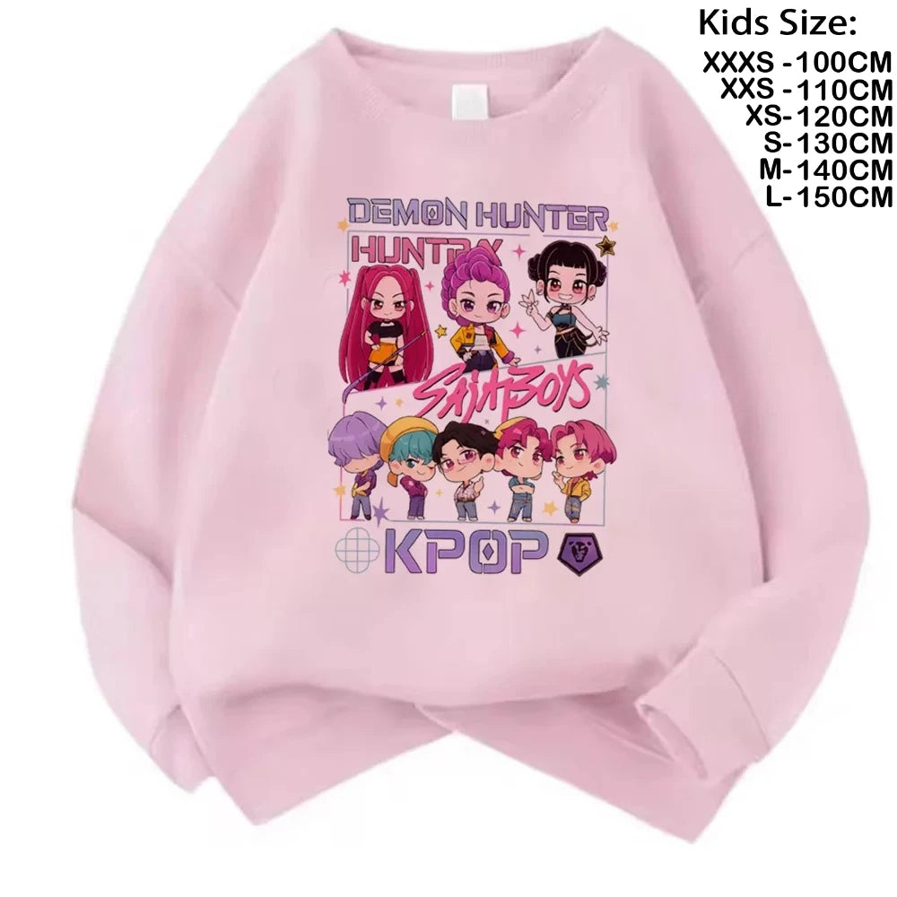 Movie Fans Gift Hoodie Girls Kids Huntrix Kpop Demon Hunters Children's Sweatshirt Cute Tiger Harajuku Hoody for Boys Girls