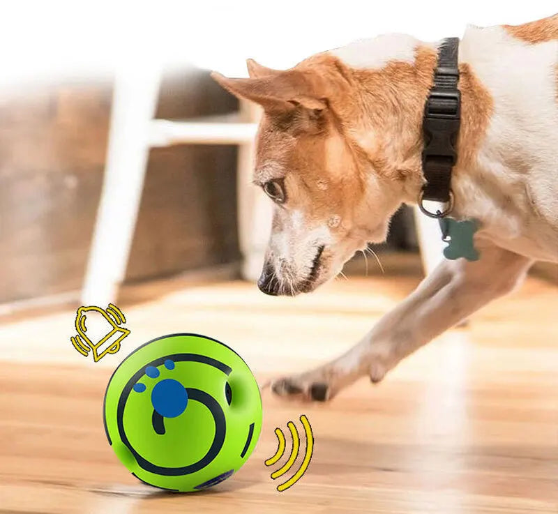 Interactive Wobble Wag Giggle Glow Ball dog toy by I YAN with sound and light features for playful outdoor or indoor use.