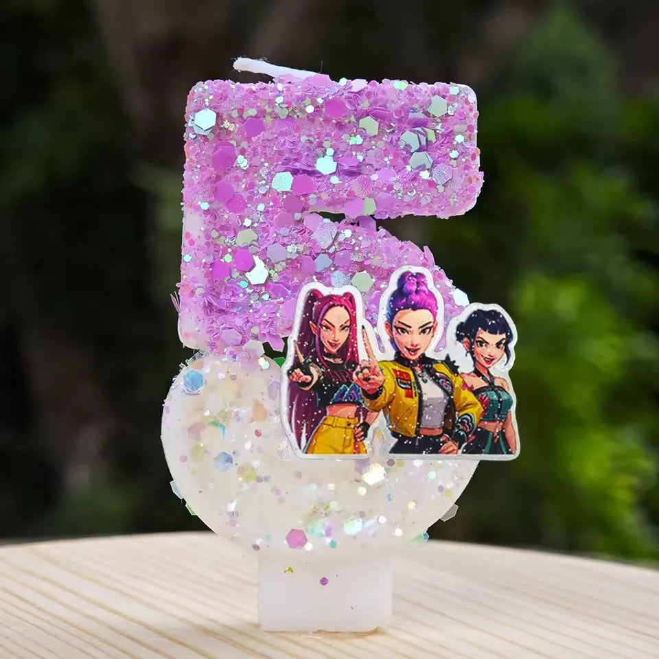 Hot Cute Girl Group Hunter's Digital Candle Numbers 0-9 Kids Birthday Cake Decoration Cartoon Party Supplies Accessory