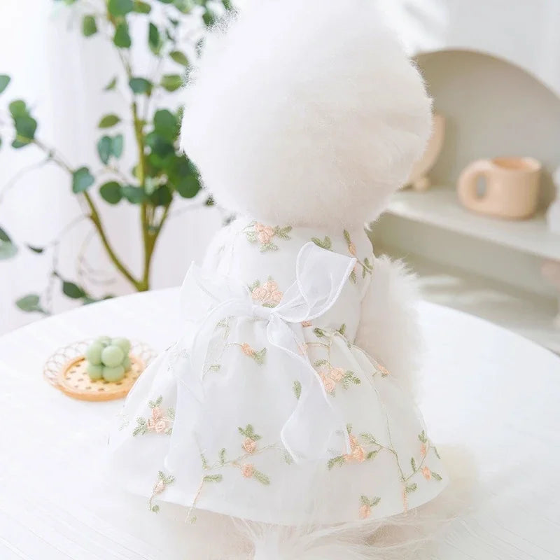 Dog Princess Dress Cute Pet Dog Mesh Dress Kitten Puppy Pet Skirt Dog Summer Dress Bow Lace Korean Poodle Chihuahua Dog Clothes