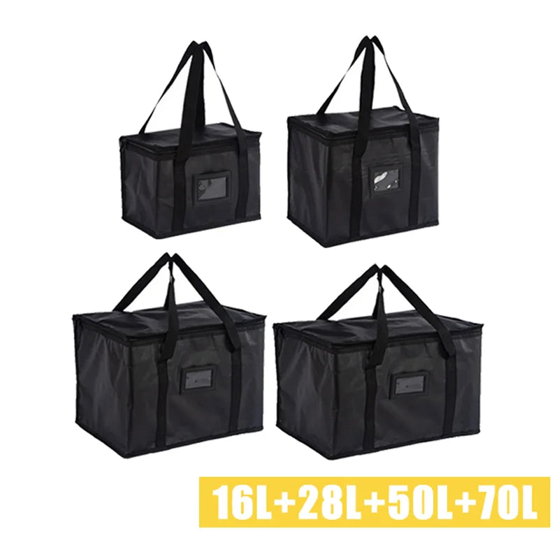 70L Insulated Thermal Cooler Bag Insulation To Keep Cold Large Capacity Portable Lunch Bag Zip Picnic Camping Tin Foil Food Bag