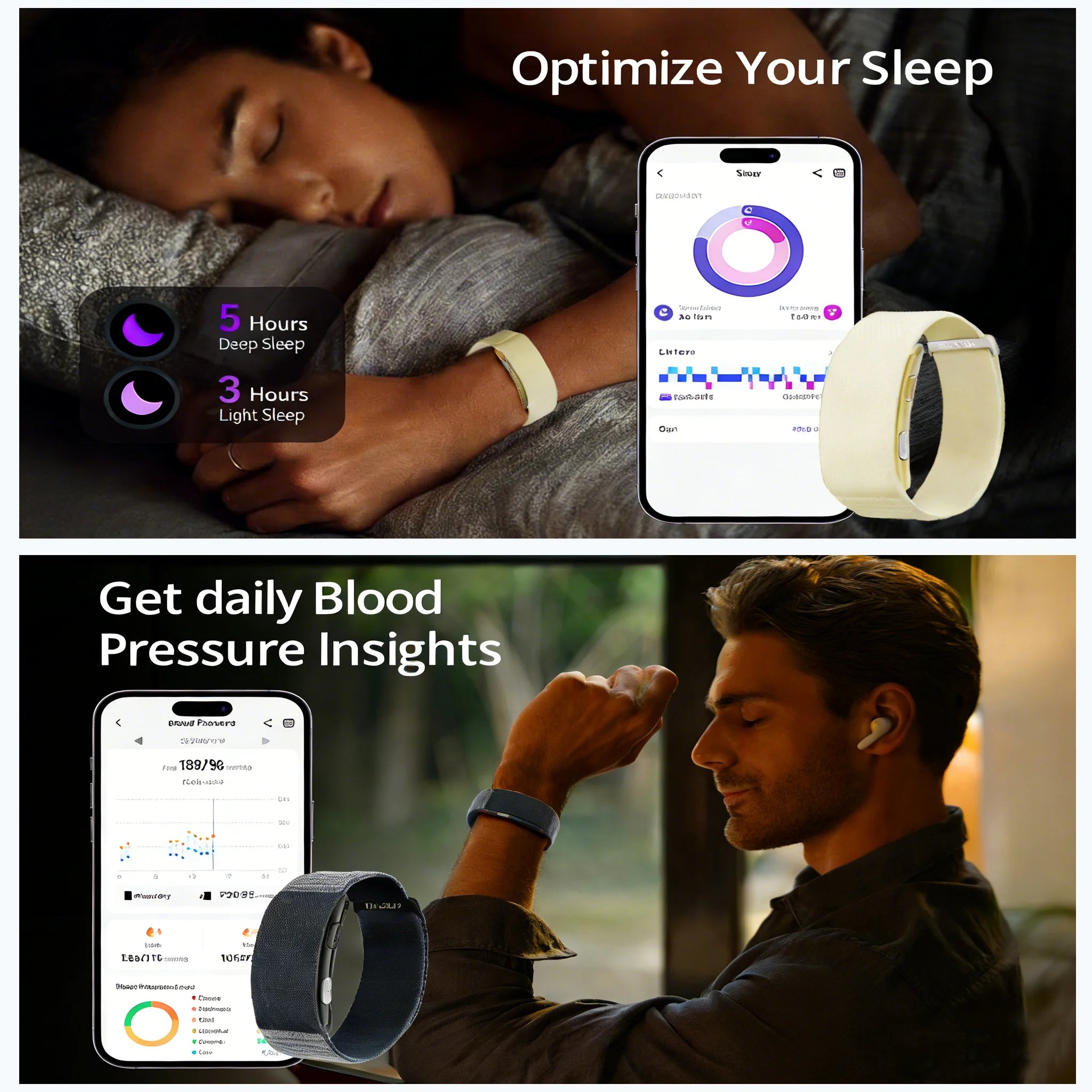 2026 New VITRO Screenless Smart Bracelet ECG SOS Heart Rate Blood Pressure Sports Fitness Waterproof NO Screen Smart Bands