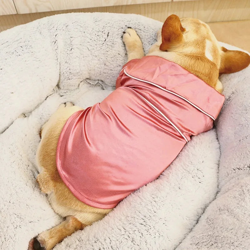 Dog Soft Silk French Bulldog Pajamas Pet Dog Shirts For Small Dogs Shirt Cat Pajamas Clothing