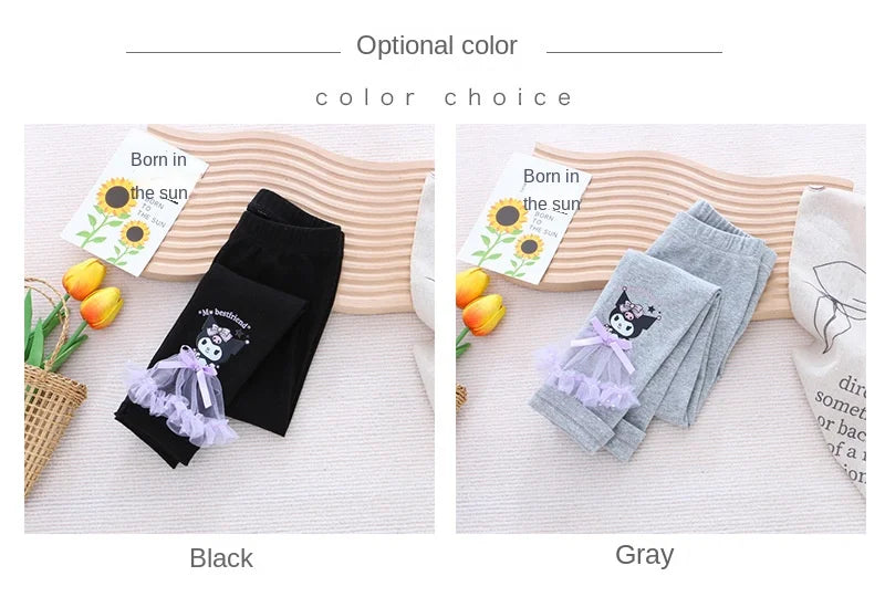 Spring Girls Leggings Cotton Trousers Kids Pants Girls Pants Skinny Print Cartoon Pattern Children Leggings Trousers