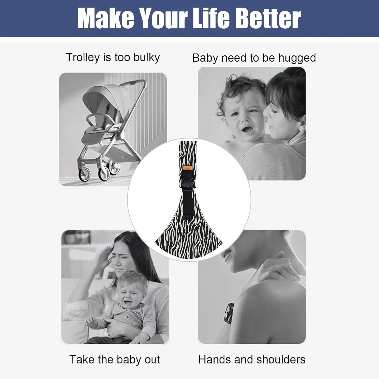 Baby Carrier Newborn Crossbody Wrap with Hip Seat – Adjustable Portable Sling for Travel & Infants - I YAN
