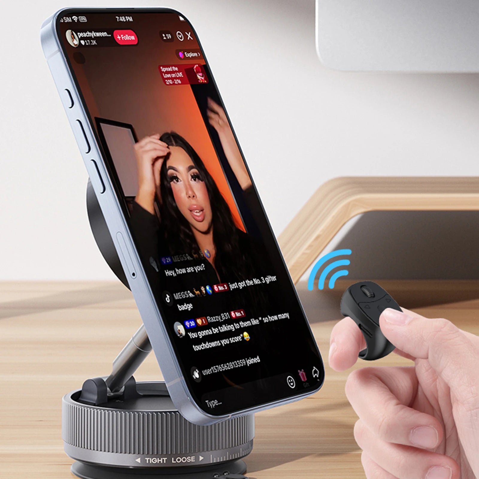 Wireless finger ring mouse by I YAN with Bluetooth 5.3, remote control for camera shutter, selfie button, and fingertip navigation.