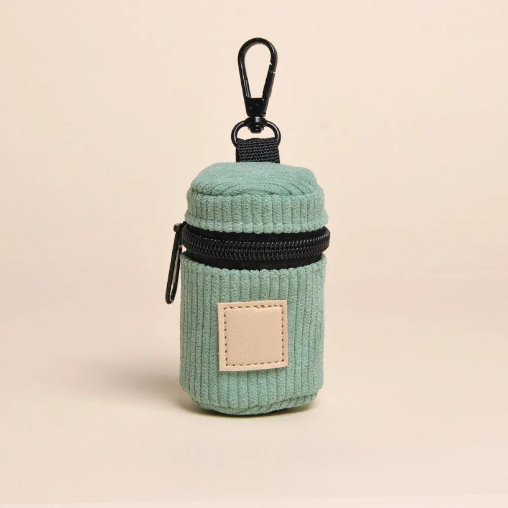 New Corduroy Dog Poop Bag Dispenser Zipper Multi-color Poop Bag Organizer Hangable Walking Use Gabage Bag Holder Pet Supplies