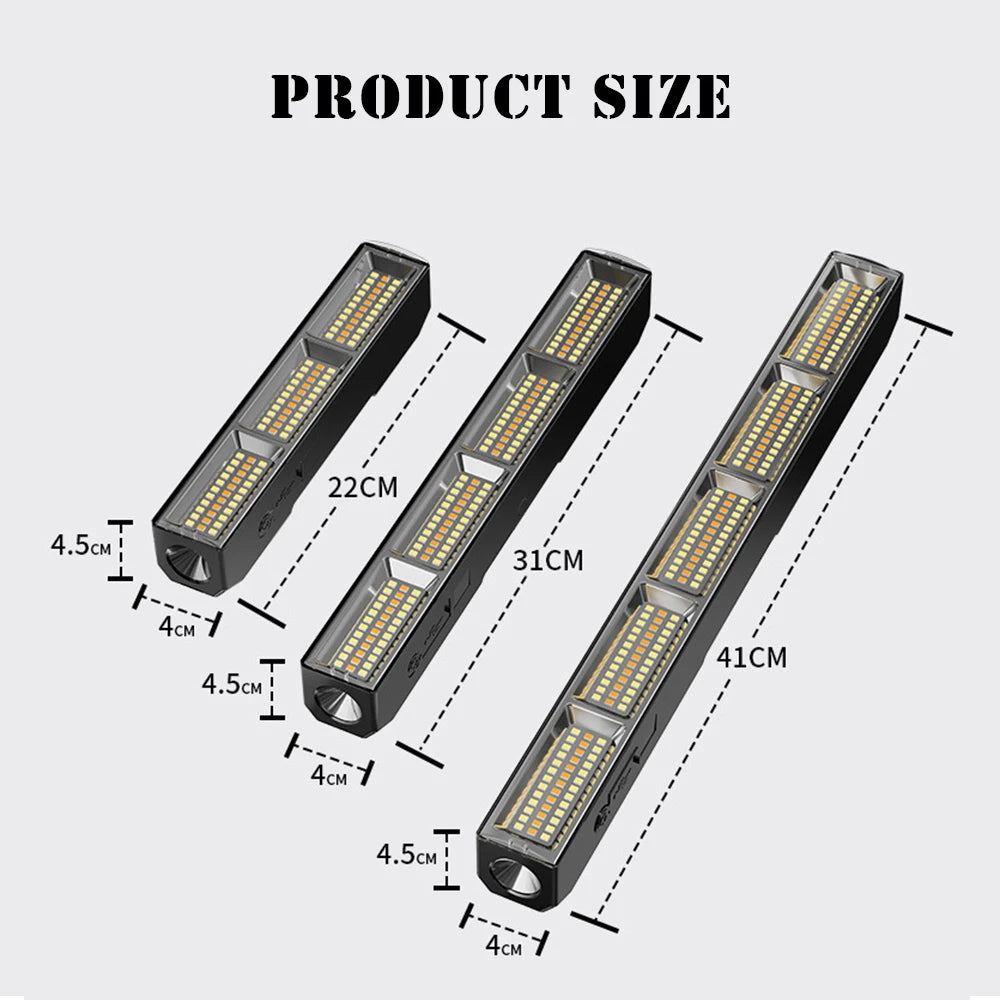 22/31/41cm Portable Camping Lamp Rechargeable Night Market Light High Brightness LED Magnetic Lamp Tube Outdoor Camping Lighting