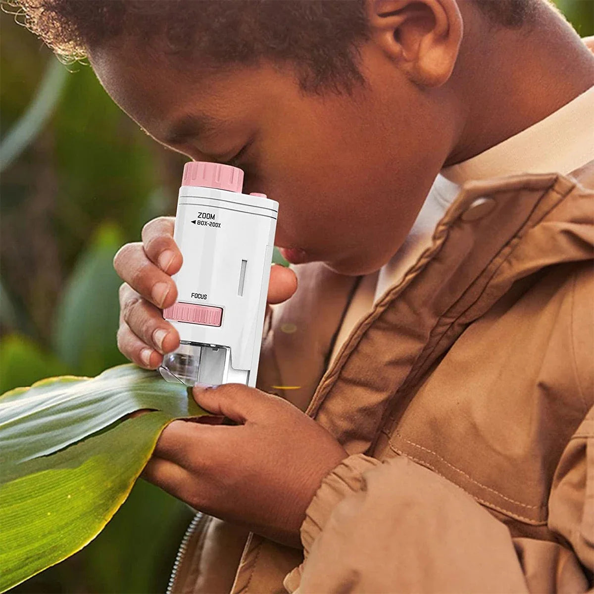 80X-200X Pocket Microscope Electric Mini Microscope with LED Light High Definition Children Microscope for Observation Learning