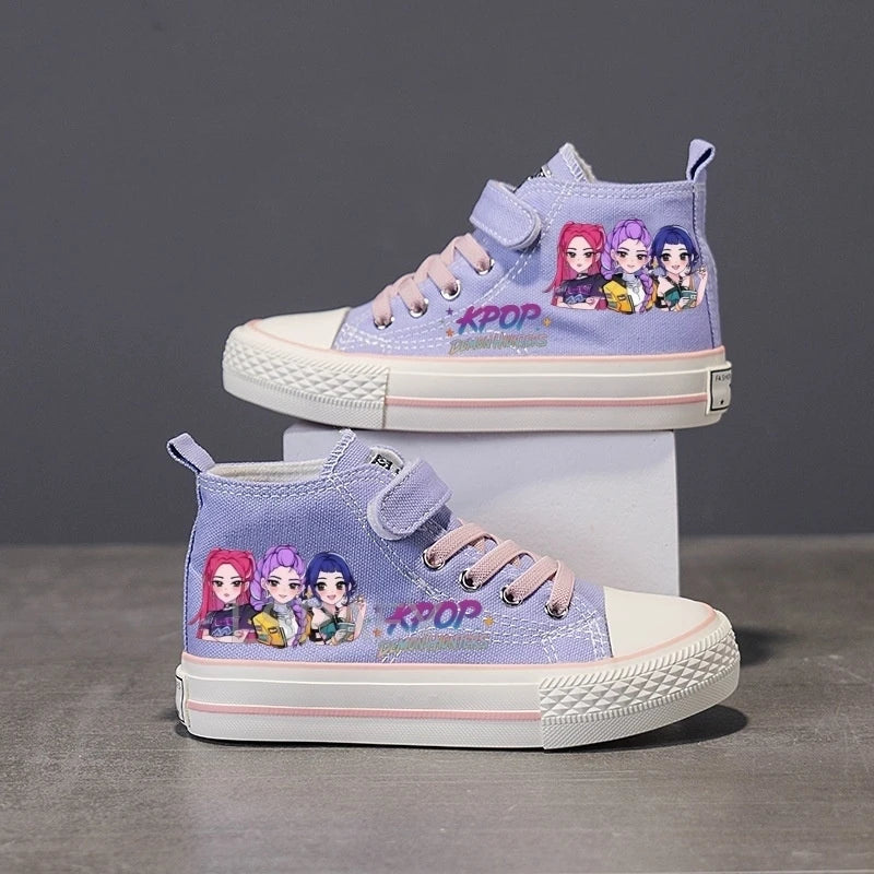 Children Casual Sneakers Girls' High-Top Canvas Shoes KPop New Student Running Kids basket Shoes Rumi Tennis Shoes