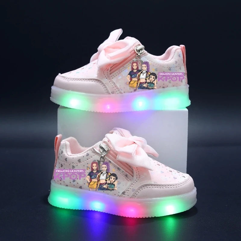 Hot Kpop Demon Hunter Children Led Shoes Boys Girls Lighted Sneakers Glowing Shoes Kid Sneakers With Luminous Sole Running Shoes