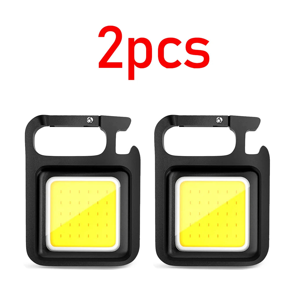 LED Flashlight Super Bright 1500LM Folding Bracket Bottle Opener Keychain USB Rechargeable Waterproof Light Outdoor Camping Tool