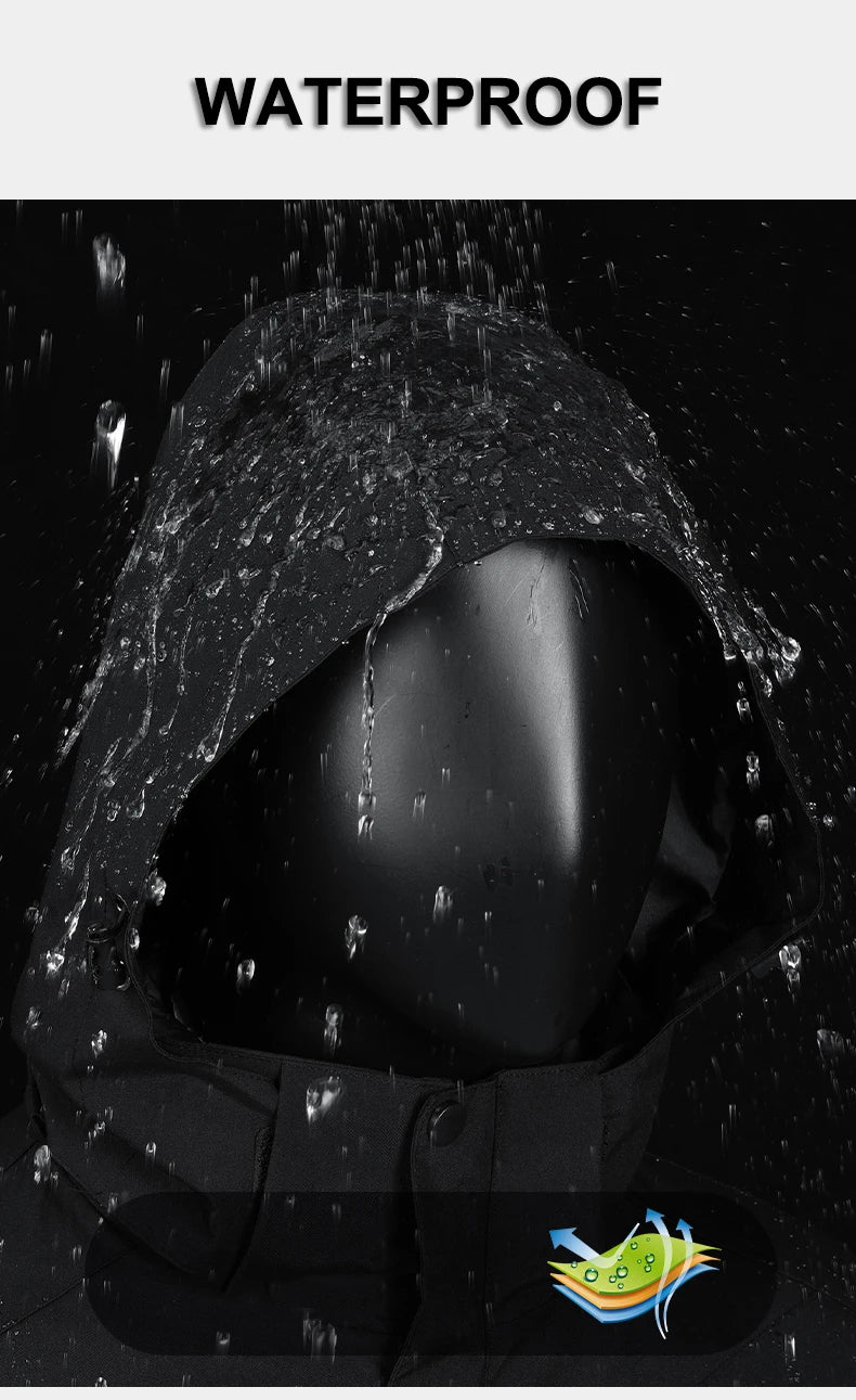 Men's 3 In 1 Thick Hiking Jacket Down Cotton Waterproof Winter Windbreaker Outdoor Warm Camping Jacket Windproof Coat