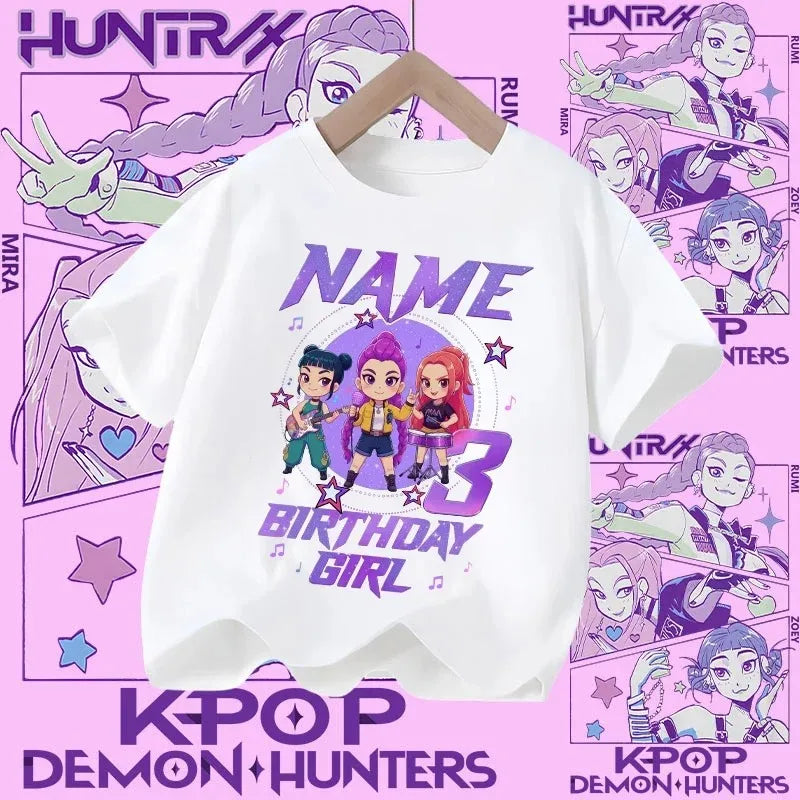 Soft Cotton T-Shirt for Girls  Movie Design Children's Clothing Gifts K-Pop Demon Hunters Fans Fashionable Casual Tops Summer