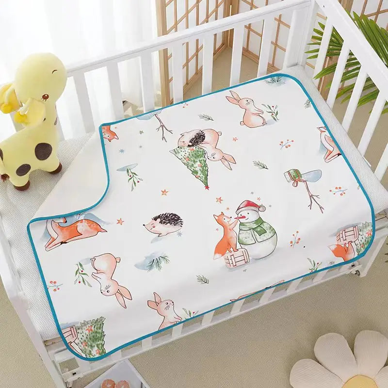 Waterproof baby changing pad cover by I YAN with soft fabric, ideal for diapers, travel, and reusable bed protectors for kids.