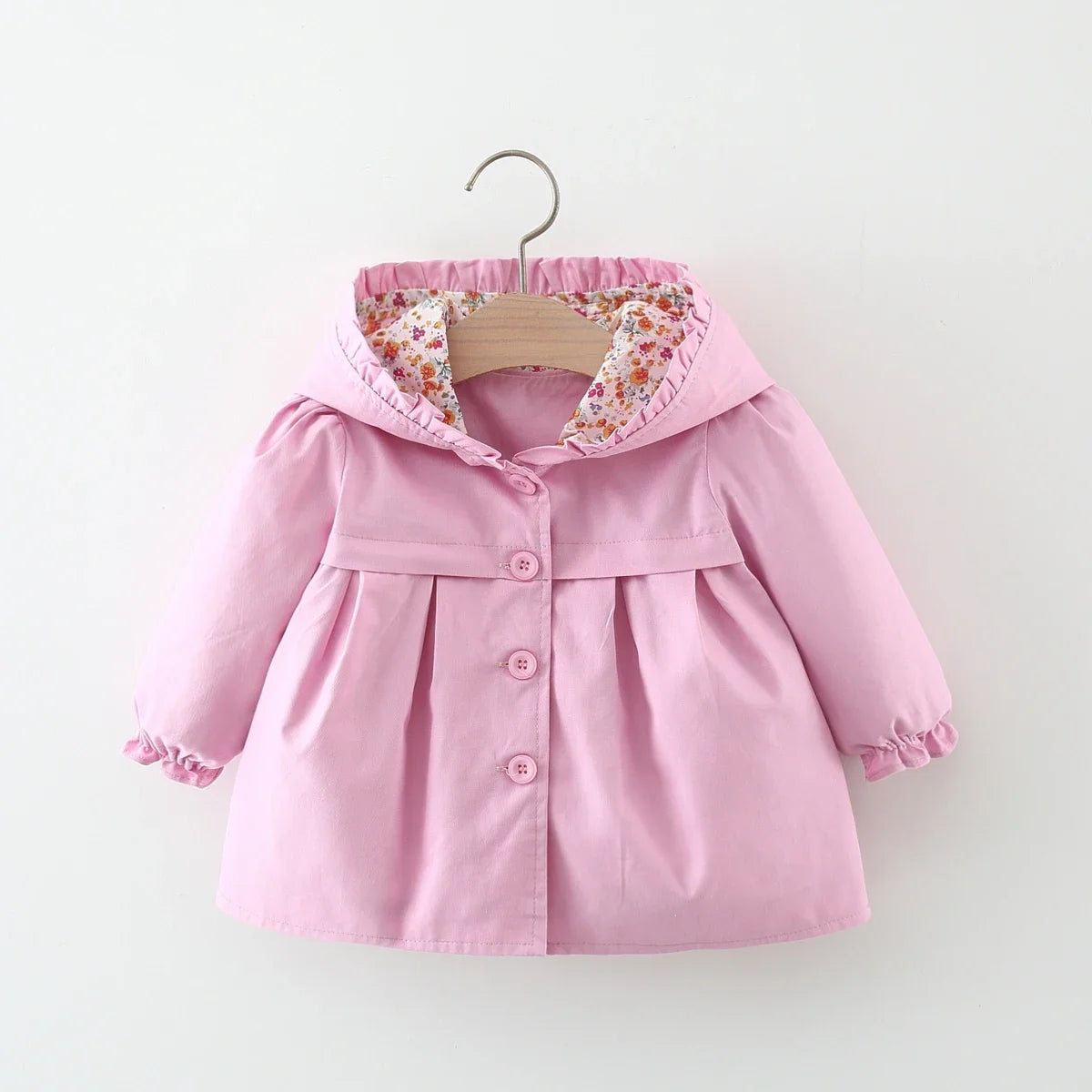 Newborn Baby Girl Clothes Spring And Autumn Solid Color Baby Girl Coat Simple Girl'S Windbreaker