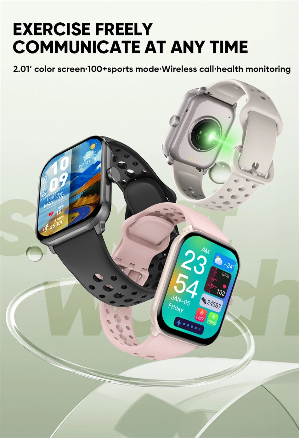 Watch 5 Global Version Men Women AMOLED Screen Always Show Time Heart Rate Bluetooth Call GPS Track Waterproof Sports Smartwatch