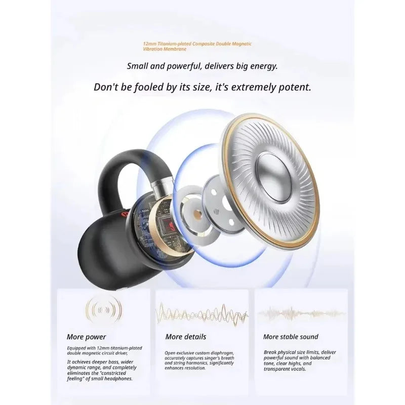 EarFun Clip 2 Open Ear Sport Bluetooth Earphones Hi-Res Sound AI Translation IP55 Waterproof Long Battery Life for Outdoor