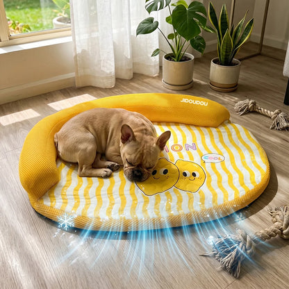 I YAN spring and summer pet sofa bed with removable, washable cover and breathable fabric for comfortable pet rest.
