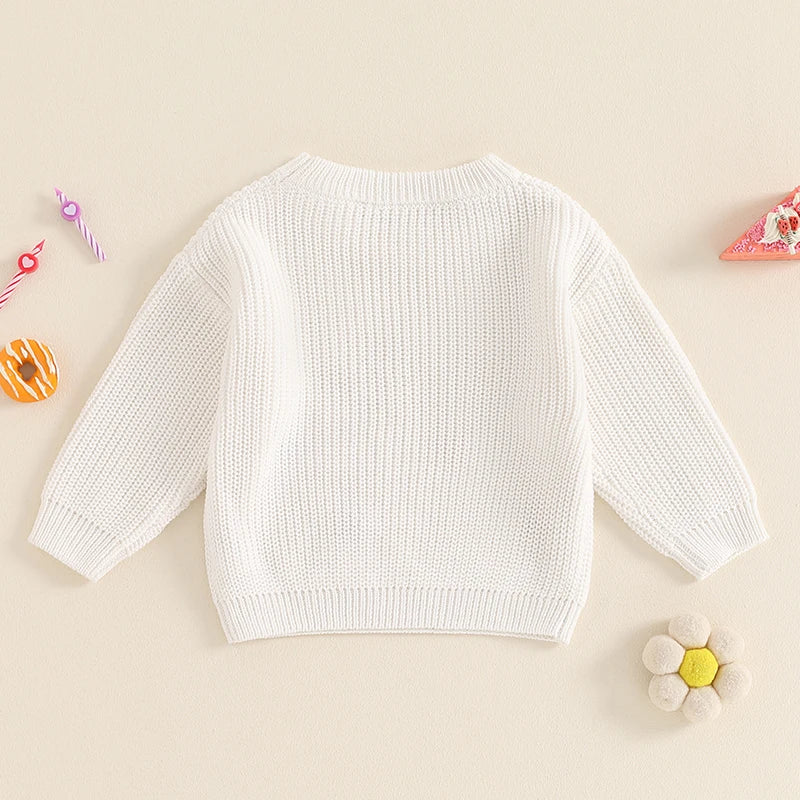 Baby Girl First Birthday Outfit One Embroidery Sweater Pullover Oversized Knit 1st Birthday Winter Cute Clothes