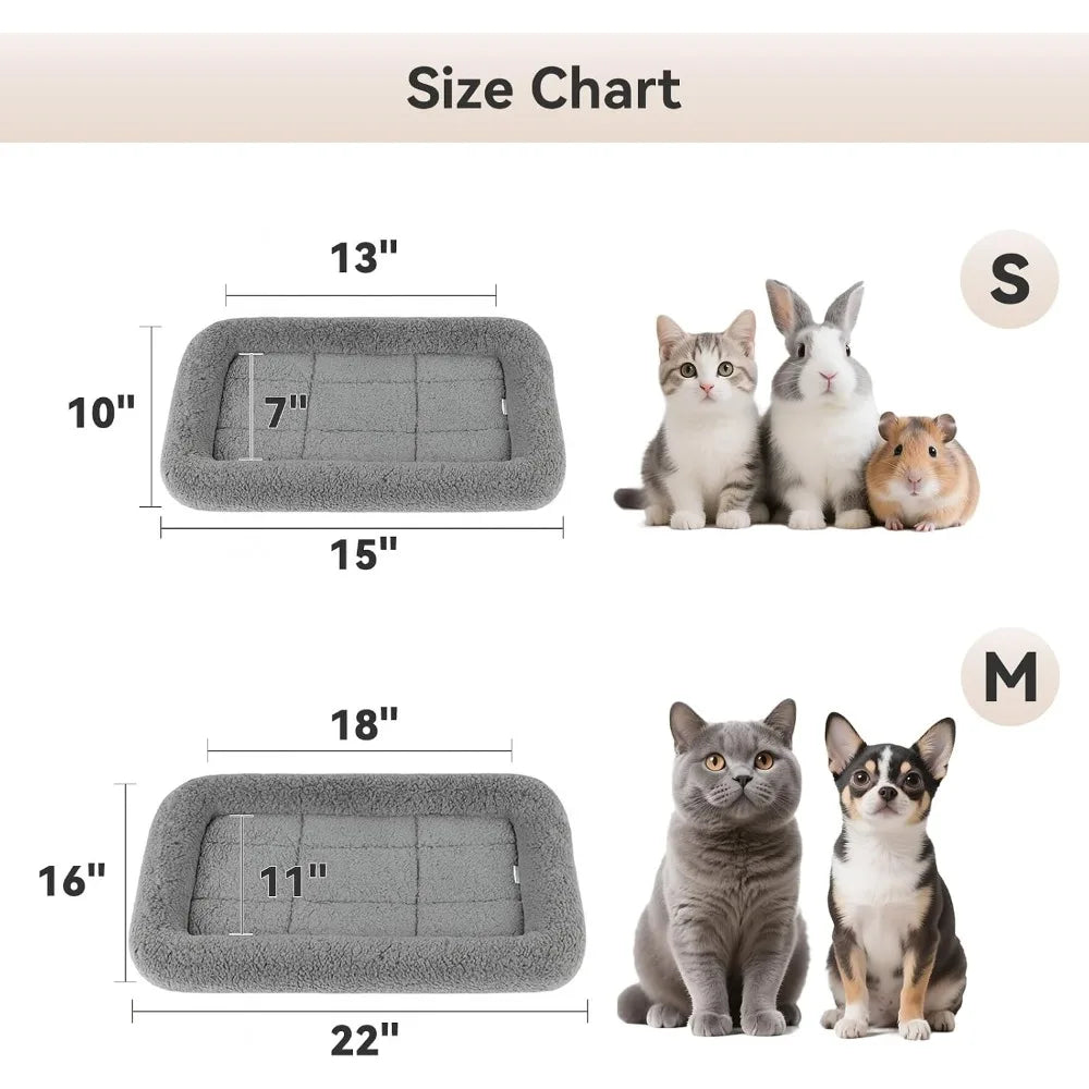 Soft Cat Bed with Raised Rim, 15x10 inch, Machine Washable, Non-Slip Bottom, for Small Pets