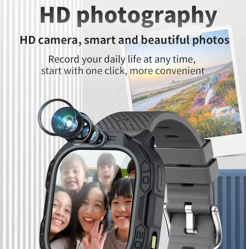 I YAN T70 kids smartwatch with GPS, SIM card, video call, waterproof design, and parental remote monitoring features.