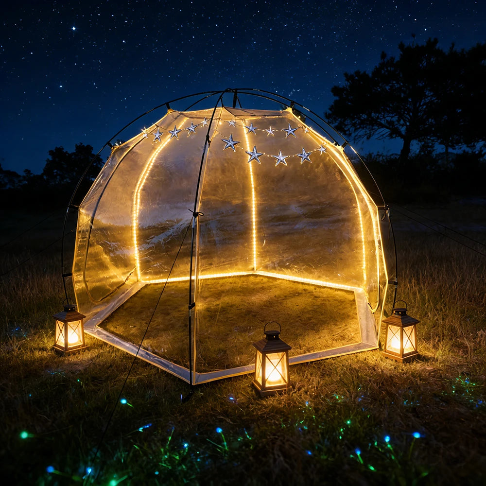 Transparent Bubble Tent Camping Picnic Hemi Crystal Tent Outdoor Hemispherical Family Starry Sky Winter Greenhouse Dome Tent