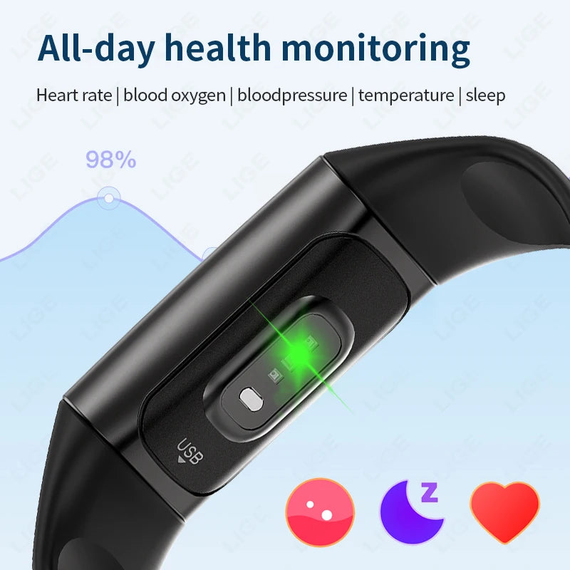 LIGE Smartwatch Sports Fitness Tracker Smart Watch For Men Women Heart Rate Blood Oxygen Sleep Monitor Waterproof Smart Bracelet