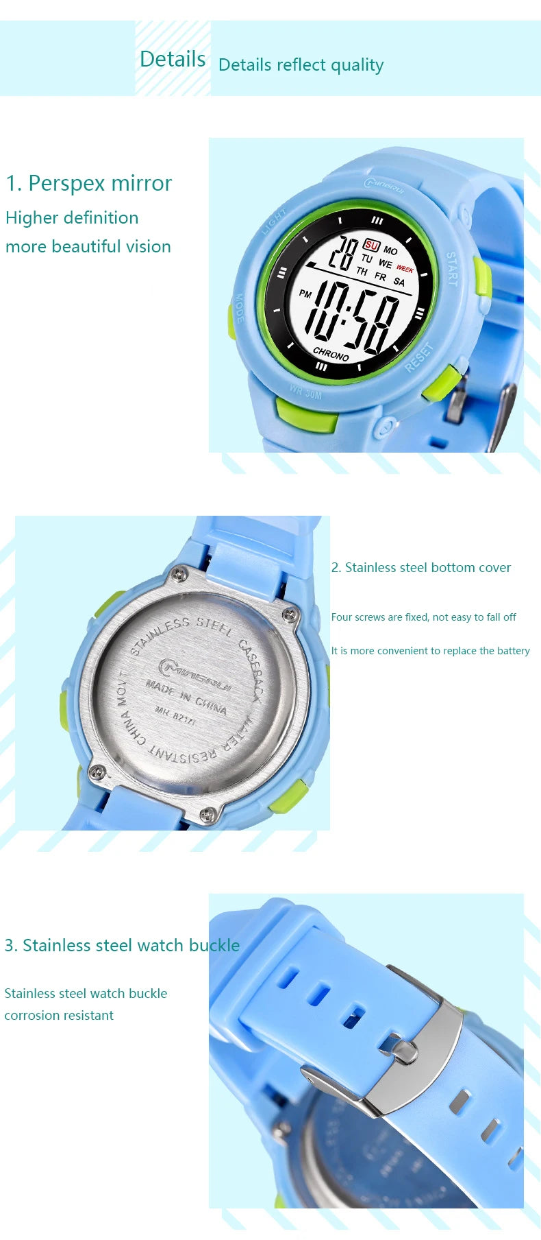 I YAN UTHAI CE49 kids' waterproof luminous smart watch with alarm clock, suitable for boys and girls, student electronic gift
