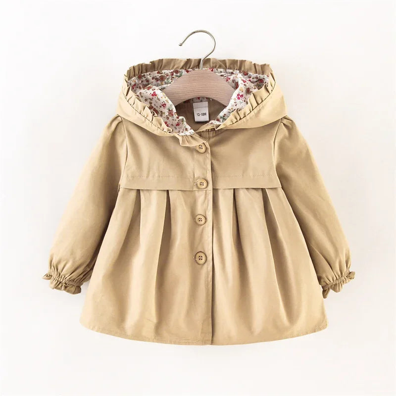 Newborn Baby Girl Clothes Spring And Autumn Solid Color Baby Girl Coat Simple Girl'S Windbreaker