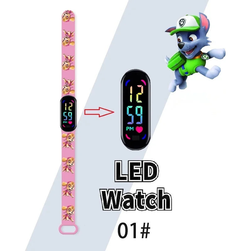 Kids Cartoon LED Touch Screen Watch – Silicone Strap Digital Wristwatch Student Gift for Boys & Girls - I YAN
