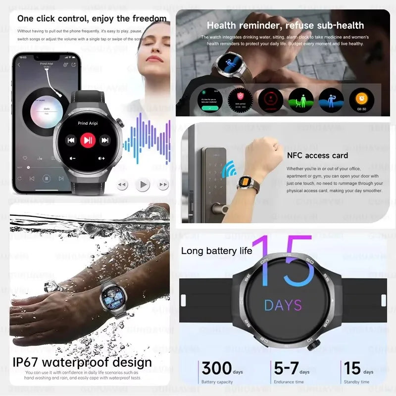 Watch 5 Pro GPS Track Compass Smart Watch Men 360*360 AMOLED Screen NFC BT Call Waterproof Health Monitor Man Smartwatches