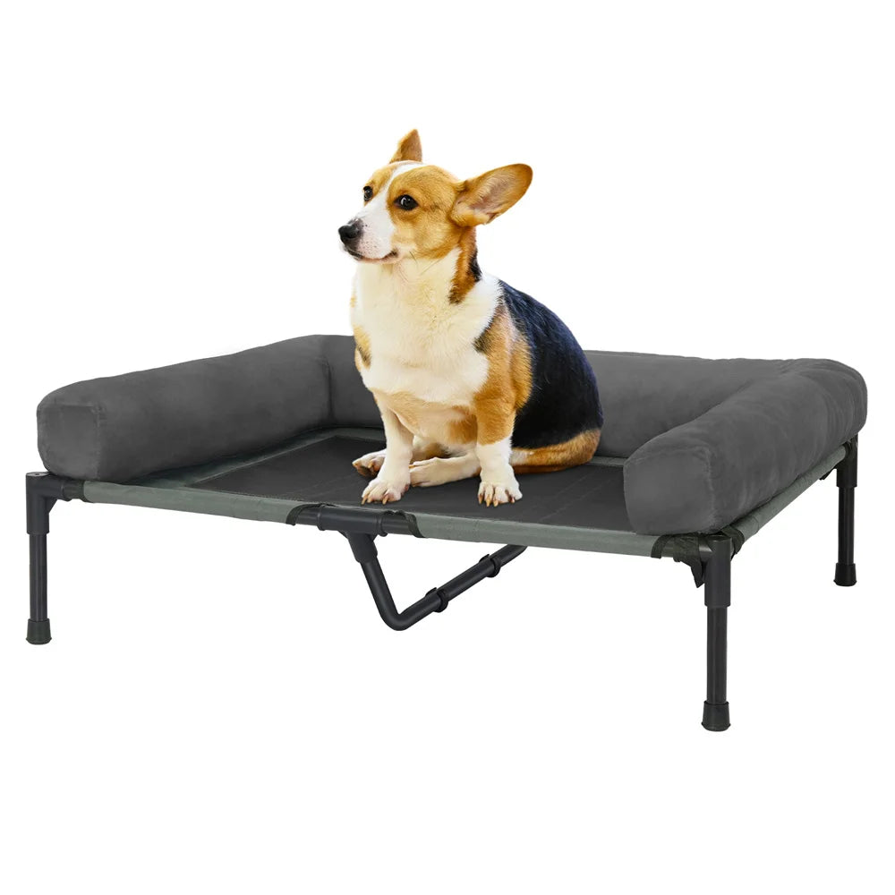 XXL XL Large Dog Bed Outdoor Raised Dog Bed with Cooling Breathable Mat and Soft Plush Mat Pet Puppy Camping Cot for Home Garden