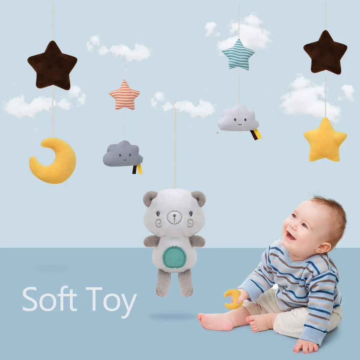 Baby Crib Mobile with Music & Rattles – Educational Toy for Newborns 0-12M - I YAN