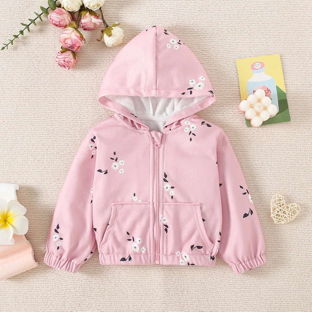 Boys' And Girls' Jackets For Spring And Autumn Thin Cut With A Hat Cute And Sweet Zipper Shirt Children's Outerwear