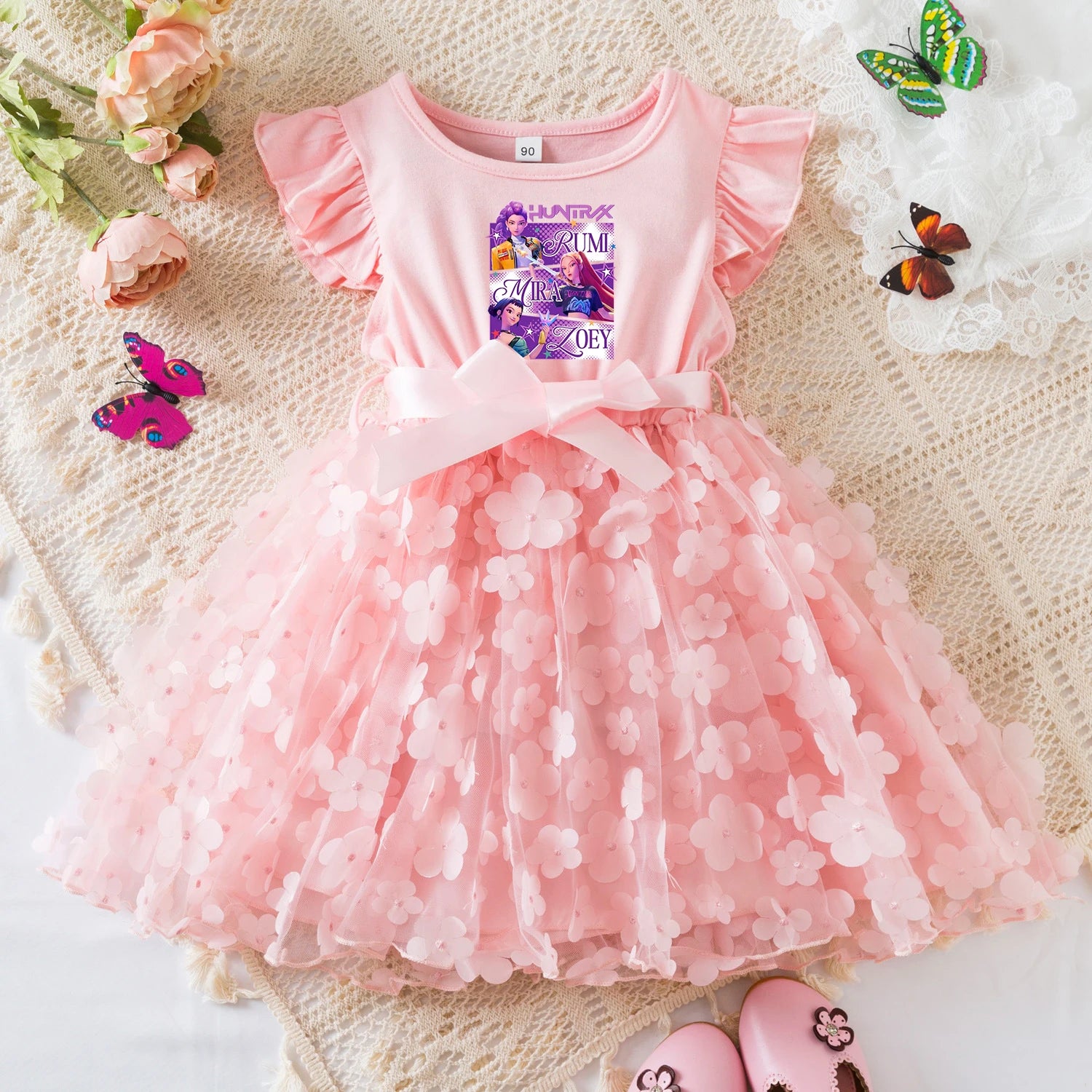 K-Pop Hunters Zoey Mira Rumi Summer Dress for Girls 2-6Y Bow Tutu Butterfly Kid's Princess Dress Elegant Wedding Party Dress