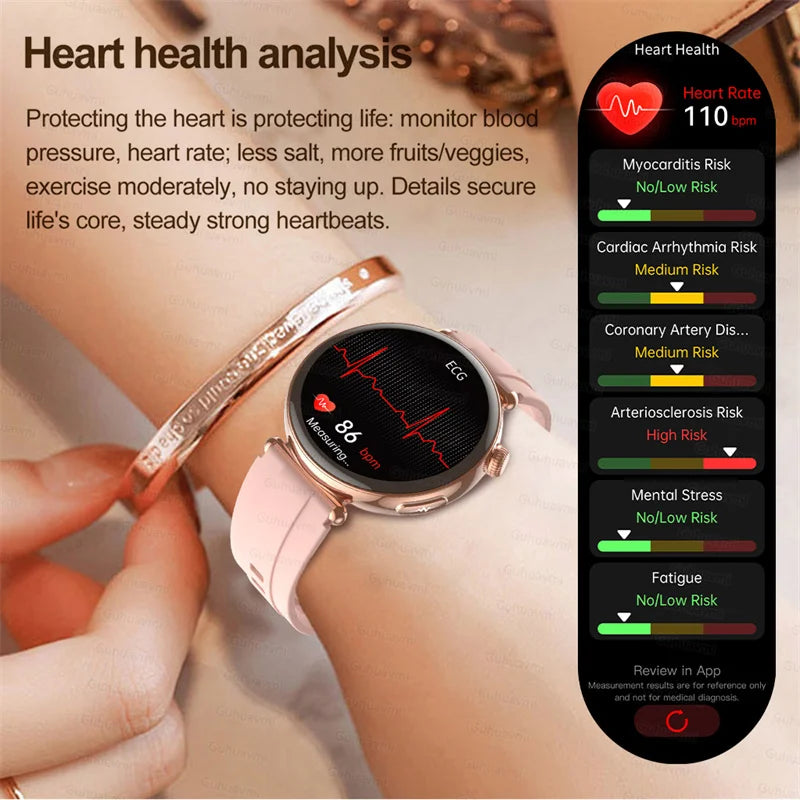 NEW 1.32inch Women Smartwatch AMOLED Screen ECG Sport Watch Blood Pressure Micro physical examination AI dial Health Smart Watch