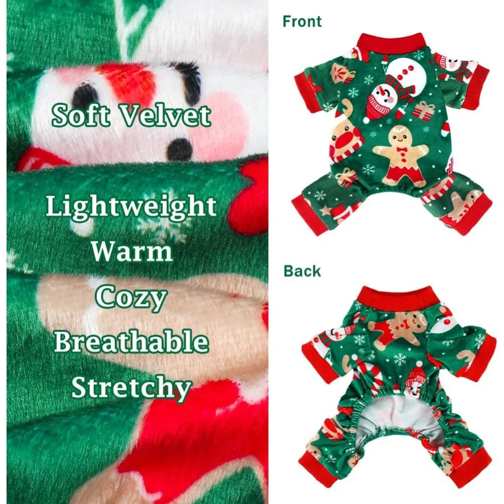 Cozy velvet dog pajamas in holiday red for winter, featuring a comfortable fit and festive design by I YAN.