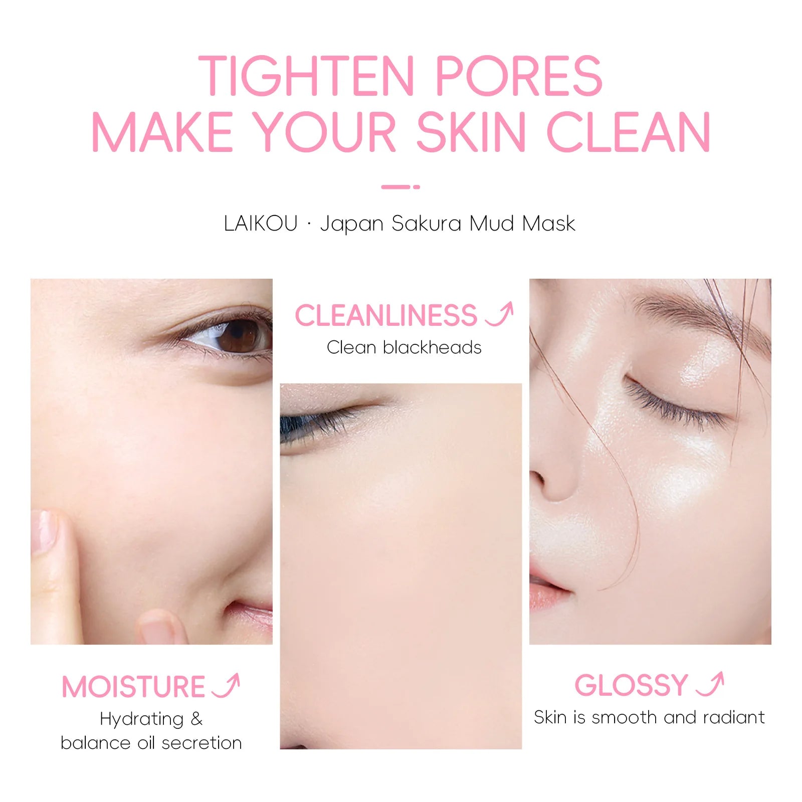 LAIKOU Sakura Clay Mask 25g/90g Deep Cleansing Oil Control Blackhead Removal Moisturizing Brightening Facial Skin Care