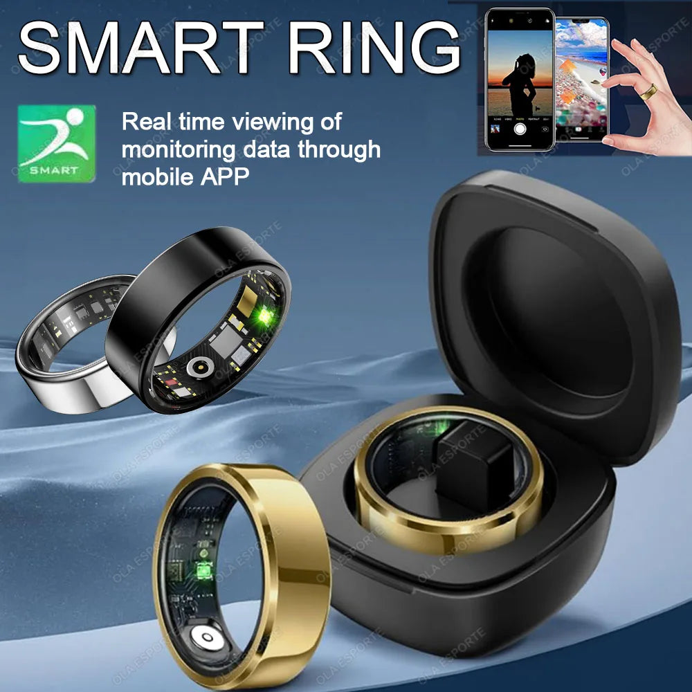 Smart Ring Blood Pressure Heart Rate Sleep Monitoring Smartring IP68 & 5ATM Waterproof Multi-sport Mode Smartring Man Women